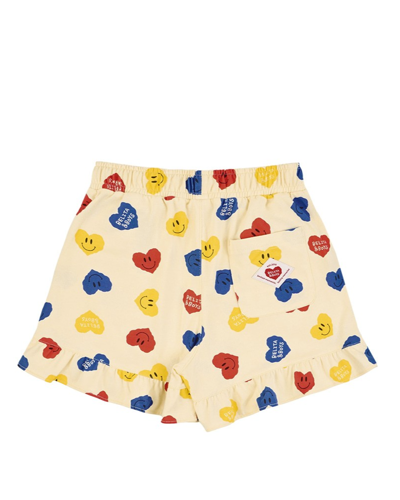 [GIRL SET] Light Yellow Smile Heart Pattern Blouse & Shorts