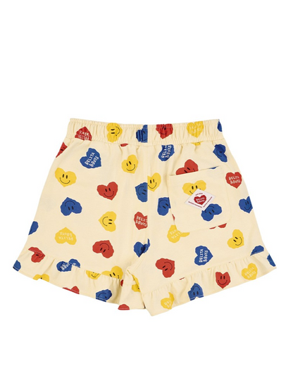 [GIRL SET] Light Yellow Smile Heart Pattern Blouse & Shorts