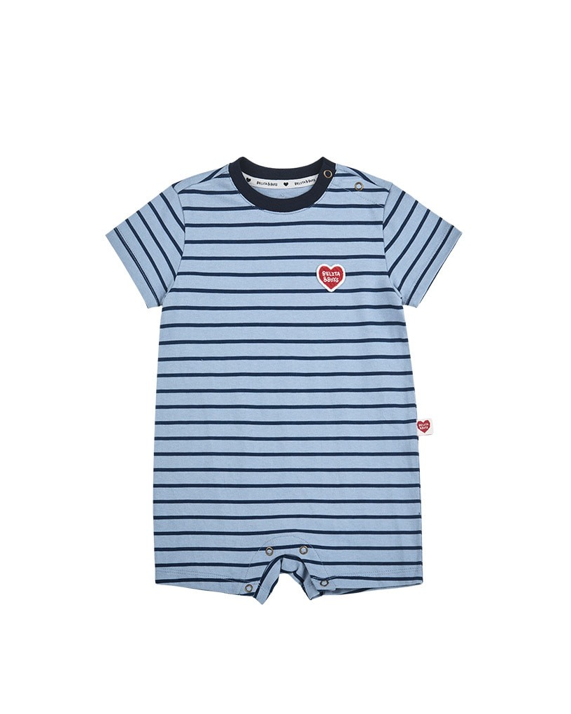 BABY Navy BB Heart Stripe Short Jumpsuit