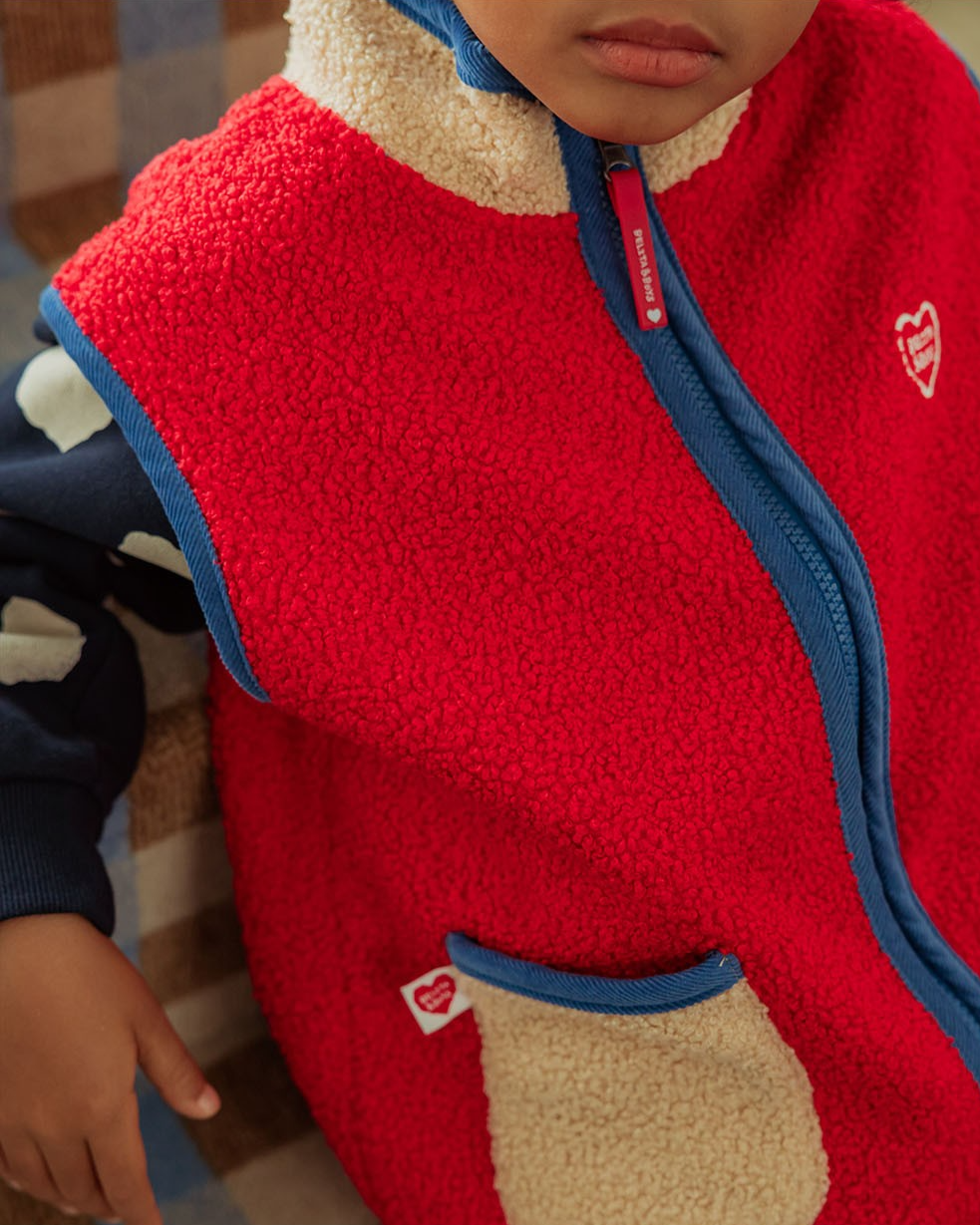 Red BB Heart Color Block Dumble Fleece Vest