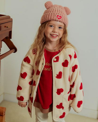 Red BB Heart Pattern Reversible Jumper