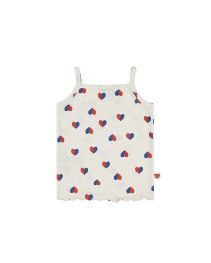 GIRL Ivory Red Blue Heart Pattern Sleeveless