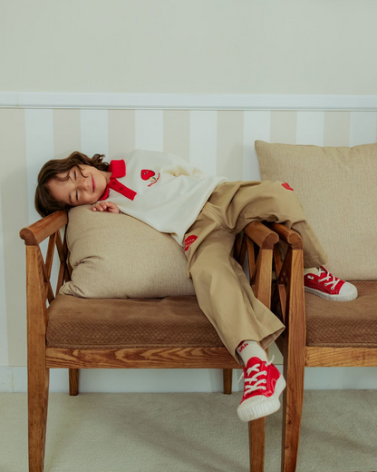 Cream Mushroom Collar Knit Sweater