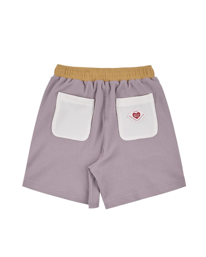 Violet BB Heart Pocket Color Block Waffle Shorts