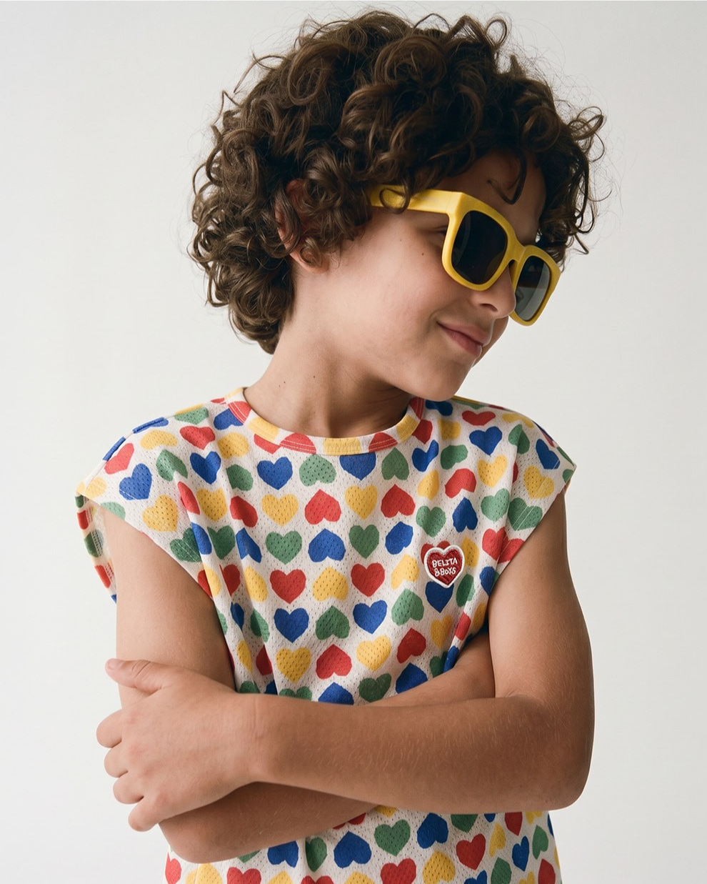 [SET] Cream Rainbow Heart Mesh Sleeveless Shorts