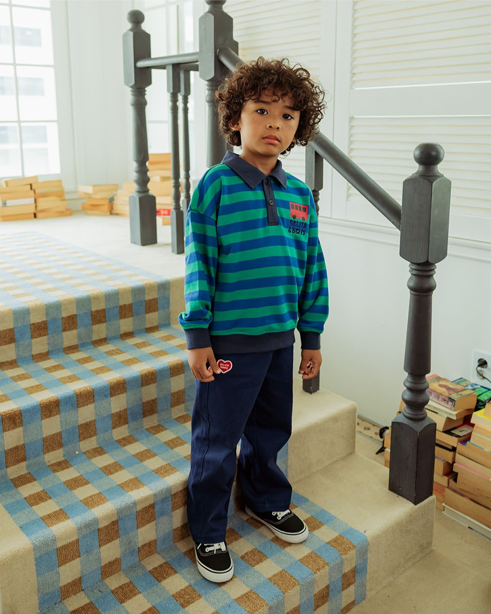 Navy BB Heart Woven Pants