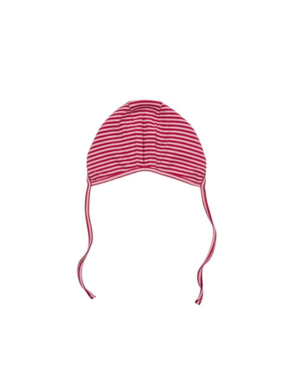 [BABY SET] Red Stripe Rib Jumpsuit & Bib & Bonnet