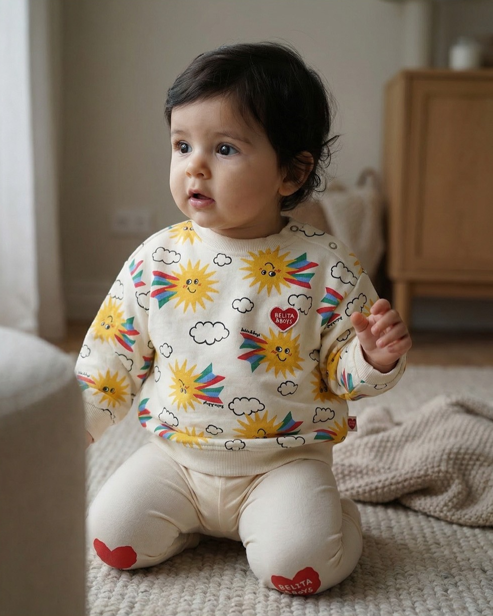 BABY Cream Knee Point Cotton Leggings