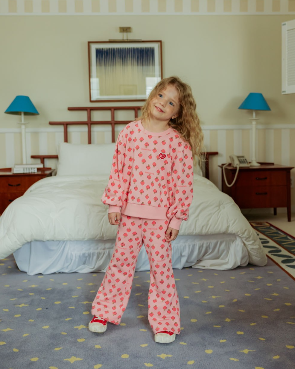 GIRL Pink Mushroom Pattern Frill Sweatshirt