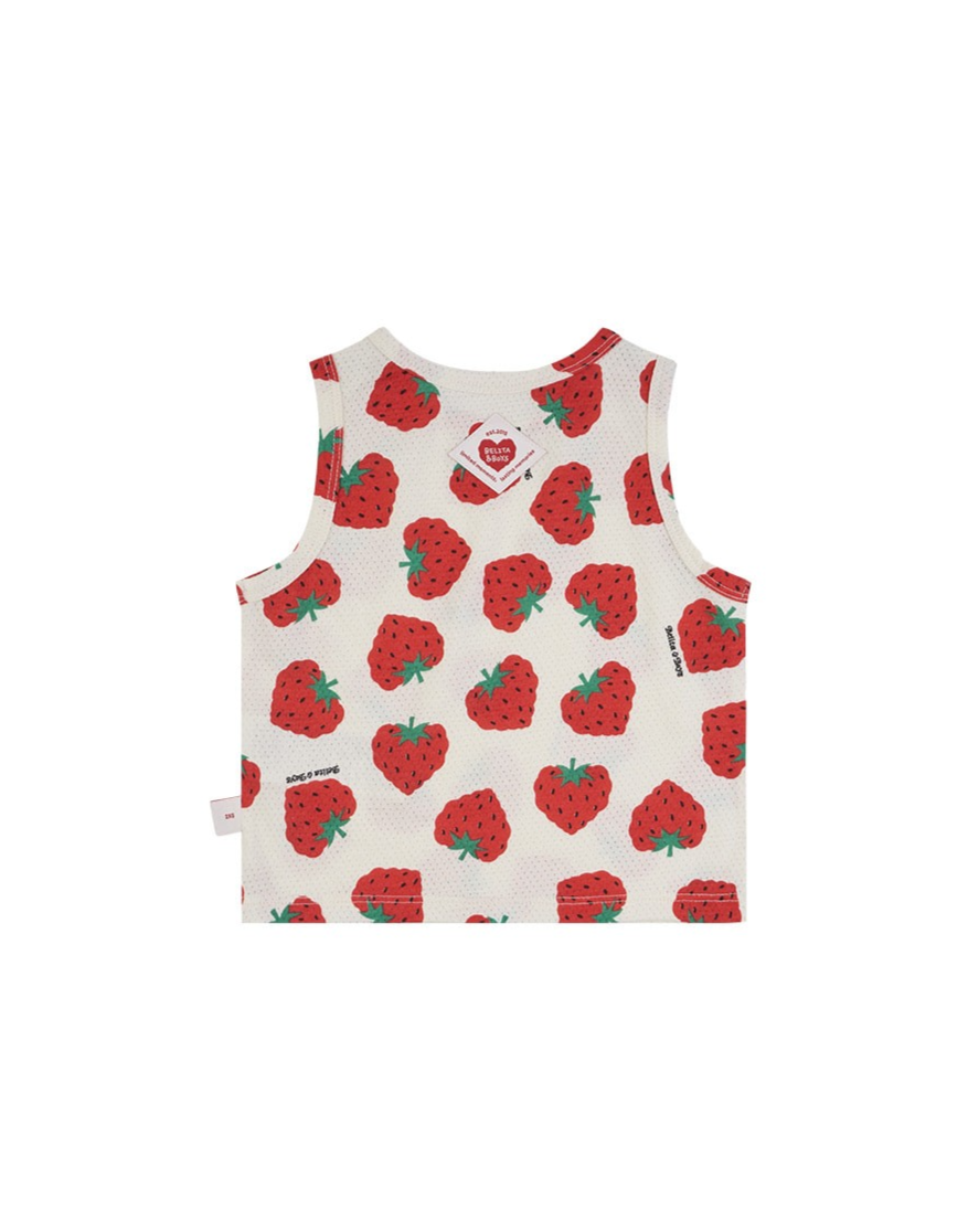 [BABY SET] Red Berry Pattern Mesh Sleeveless Shorts