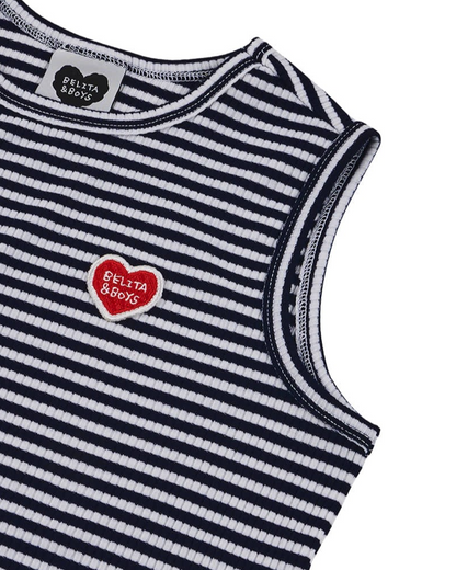 [SET] Navy BB Heart Stripe Sleeveless Shorts