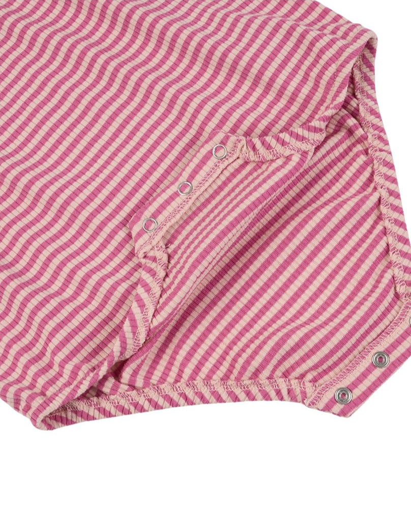 BABY GIRL Pink BB Heart Stripe Sleeveless Bodysuit