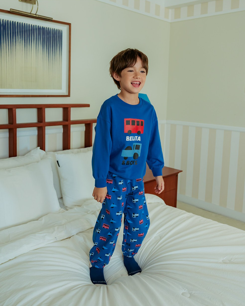 [SET] Blue Bus and Truck Pattern Jogger