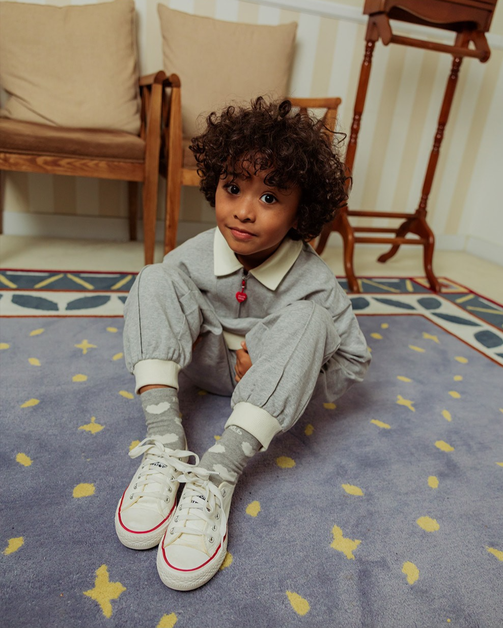 [SET] Grey BB Heart Collar Jogger