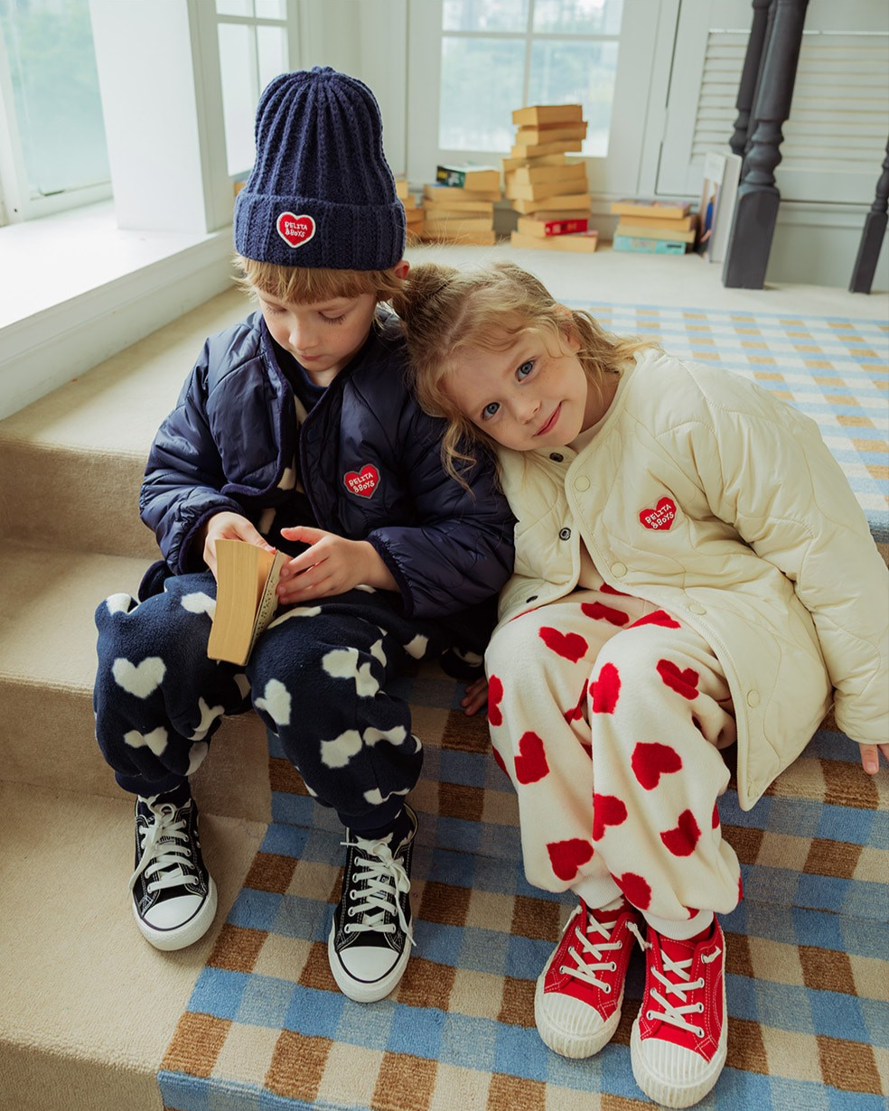 [SET] Navy BB Heart Pattern Fleece Jogger