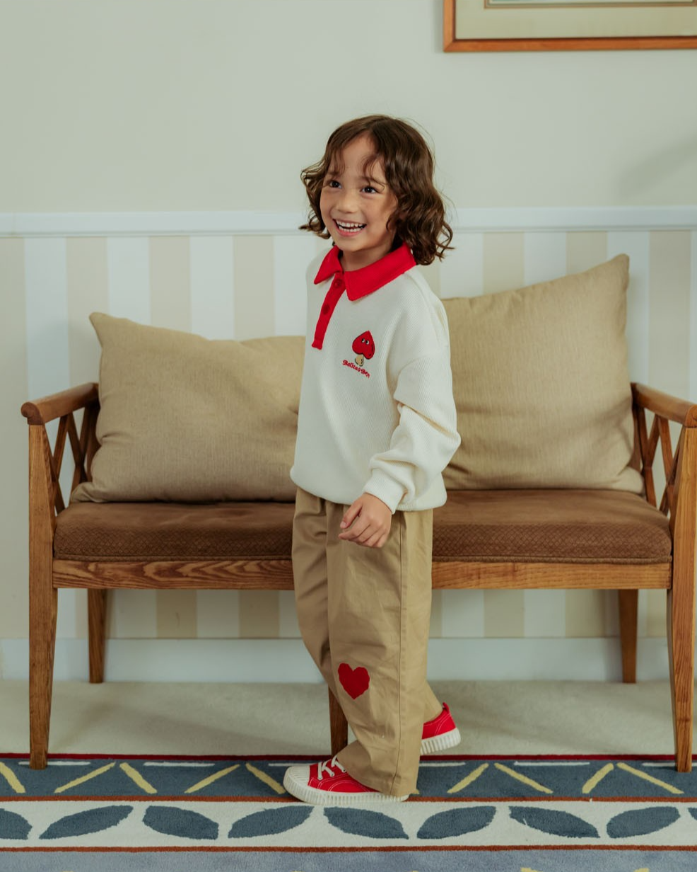 Cream Mushroom Collar Knit Sweater