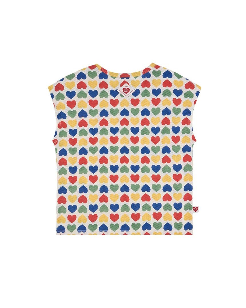 [SET] Cream Rainbow Heart Mesh Sleeveless Shorts