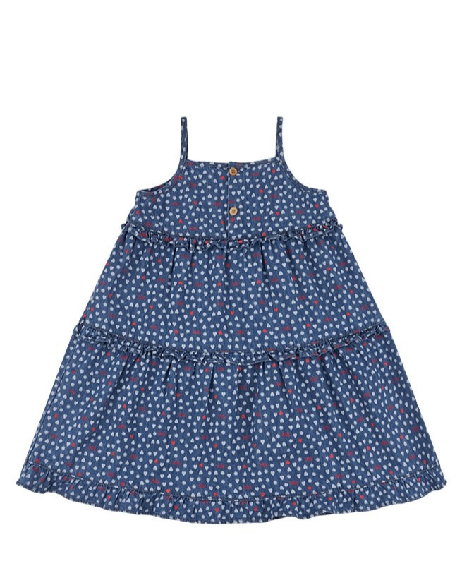 GIRL Blue BB Heart All-Over Denim Dress