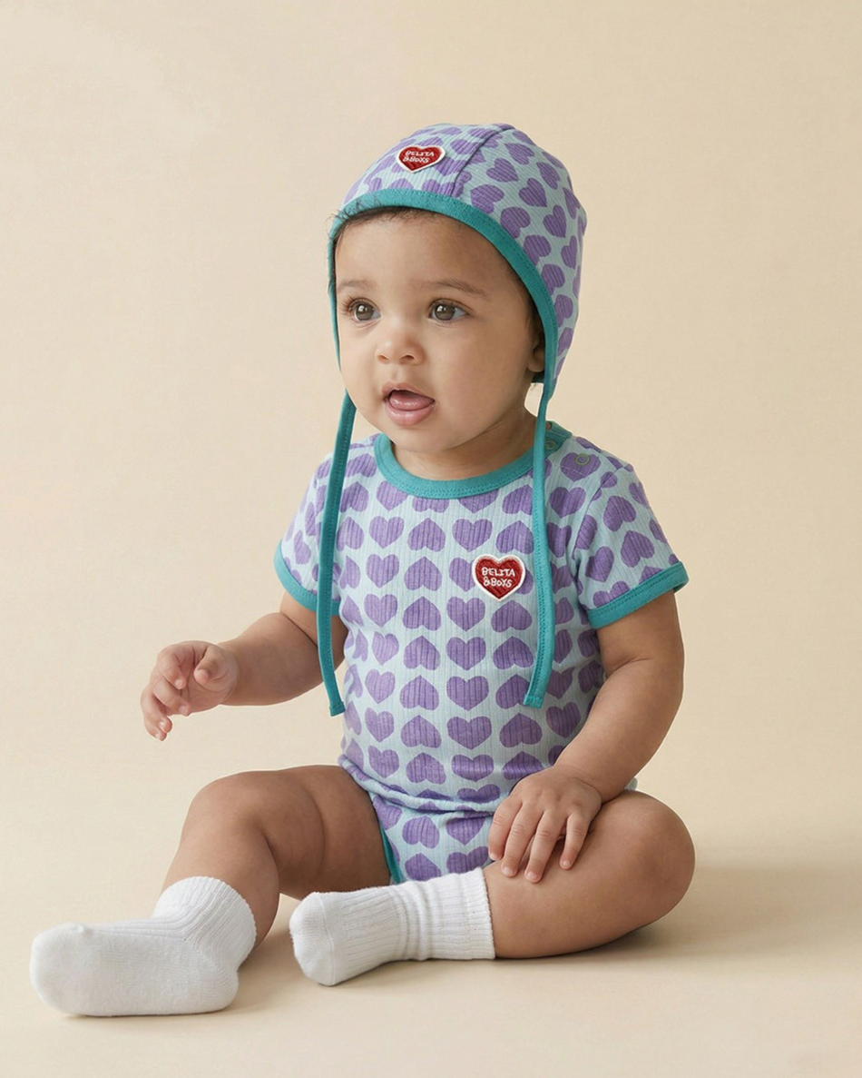 BABY Violet BB Heart Pattern Bonnet