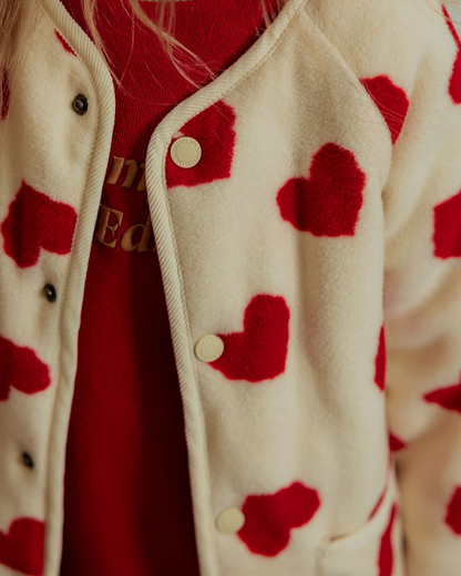 Red BB Heart Pattern Reversible Jumper