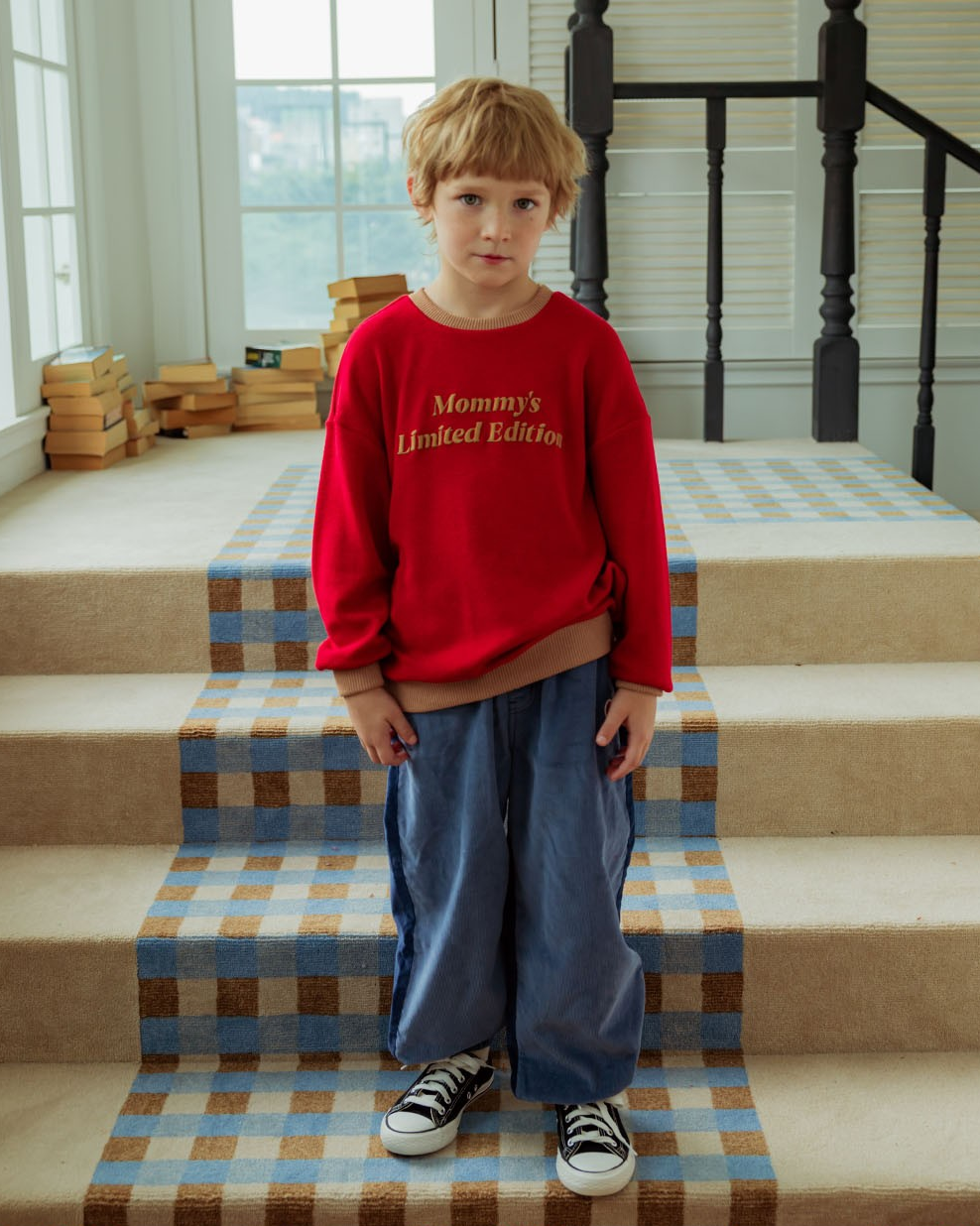 Red Mommy Color Block Knit Sweater