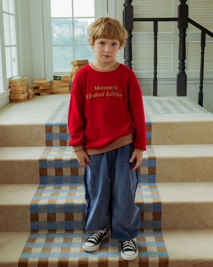 Red Mommy Color Block Knit Sweater