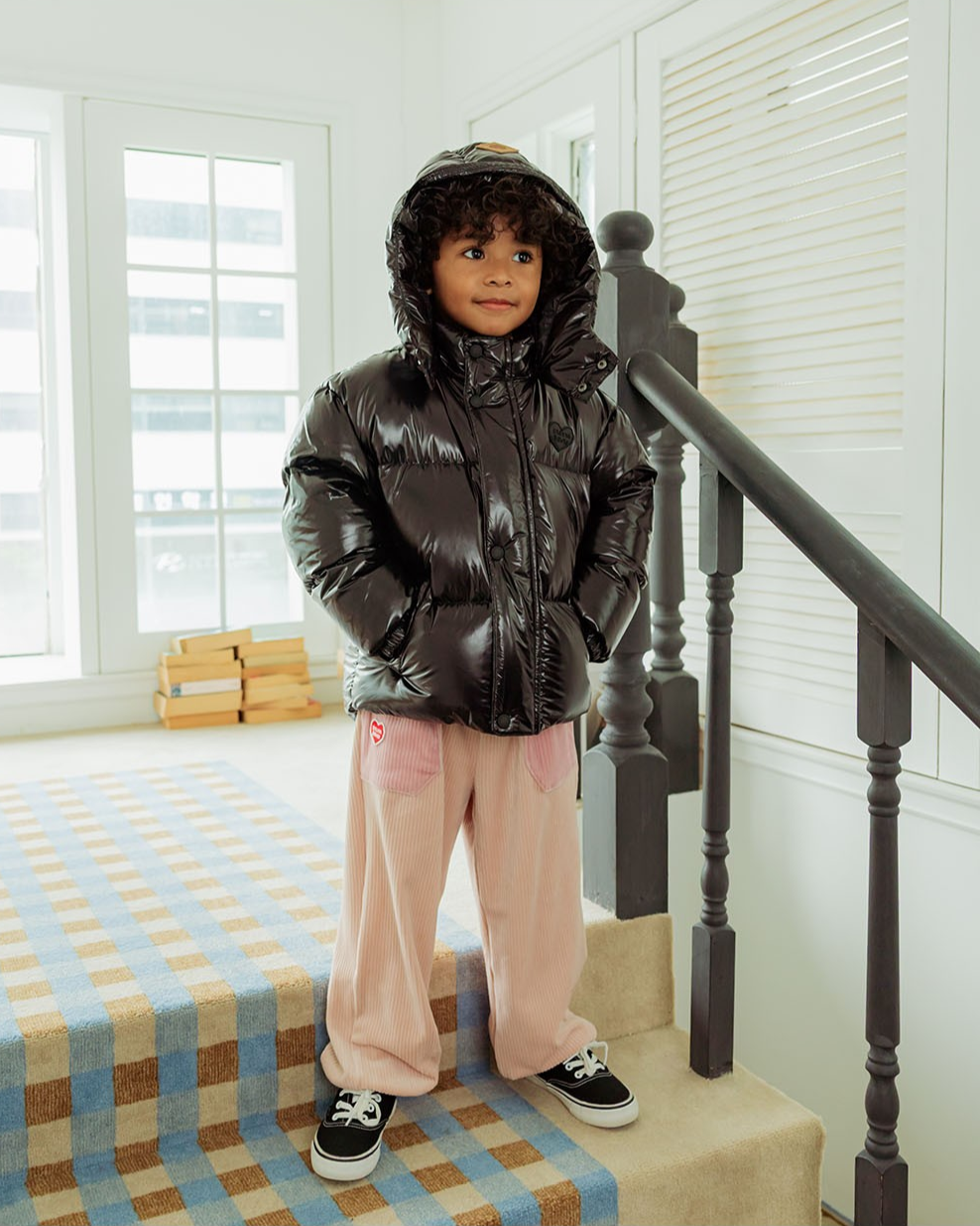 Black Glossy Duck Down Hooded Jumper