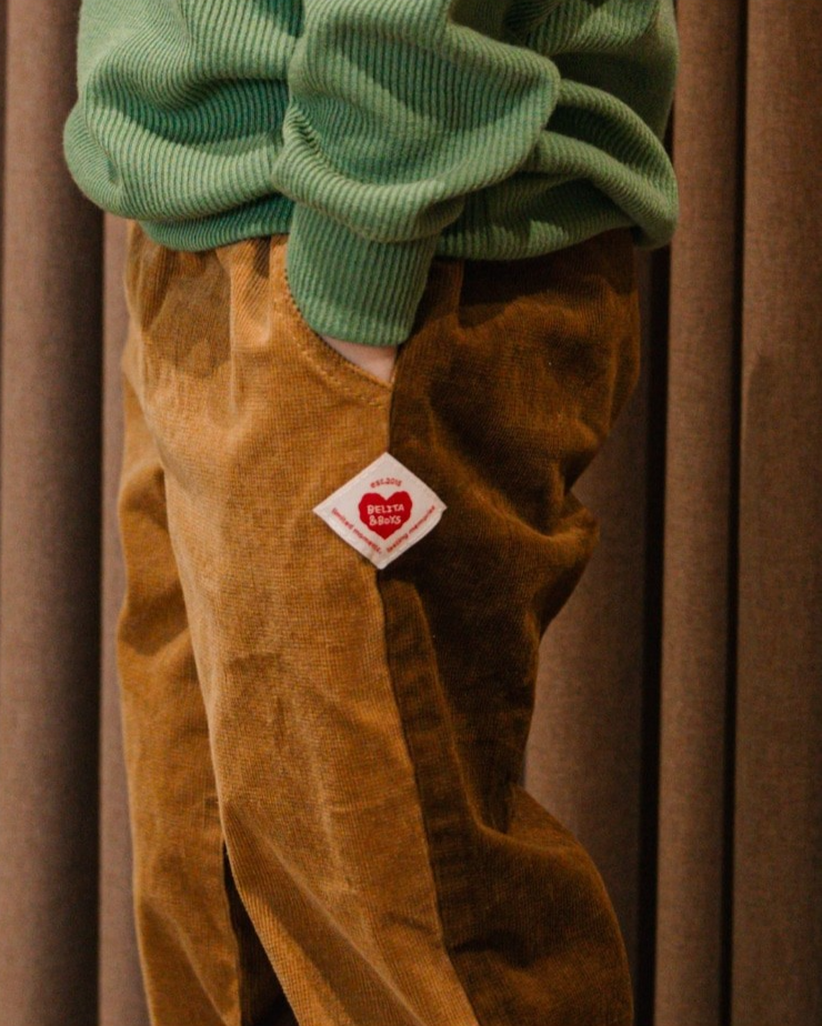 Brown Color Block Corduroy Jogger