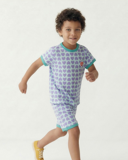 Violet BB Heart Pattern One Mile Short Sleeve