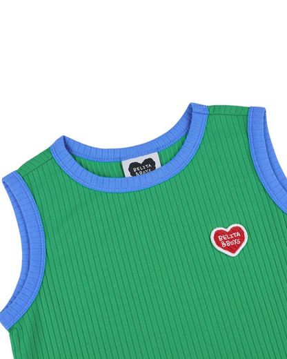 [SET] Green BB Heart Two-Tone Sleeveless One Mile