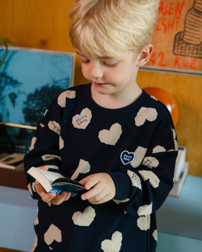 [SET] Navy Heart Pattern Jogger