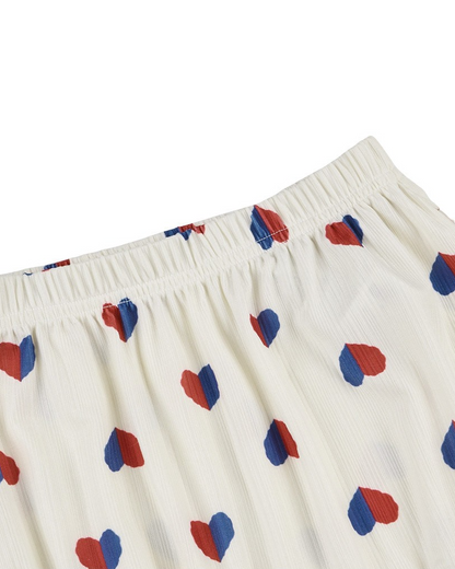 [BABY GIRL SET] Ivory Red Blue Heart Pattern Sleeveless Shorts