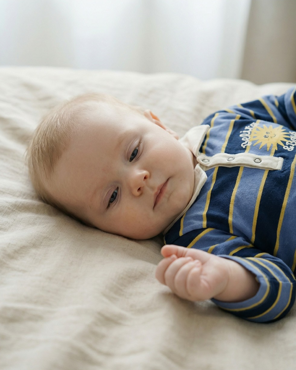 BABY Navy Sun Multi Stripe Collar Jumpsuit