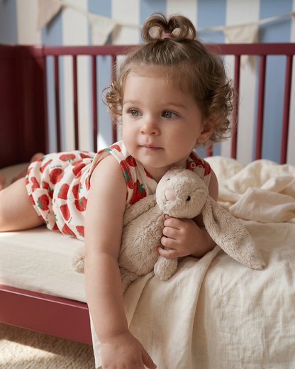 [BABY SET] Red Berry Pattern Mesh Sleeveless Shorts