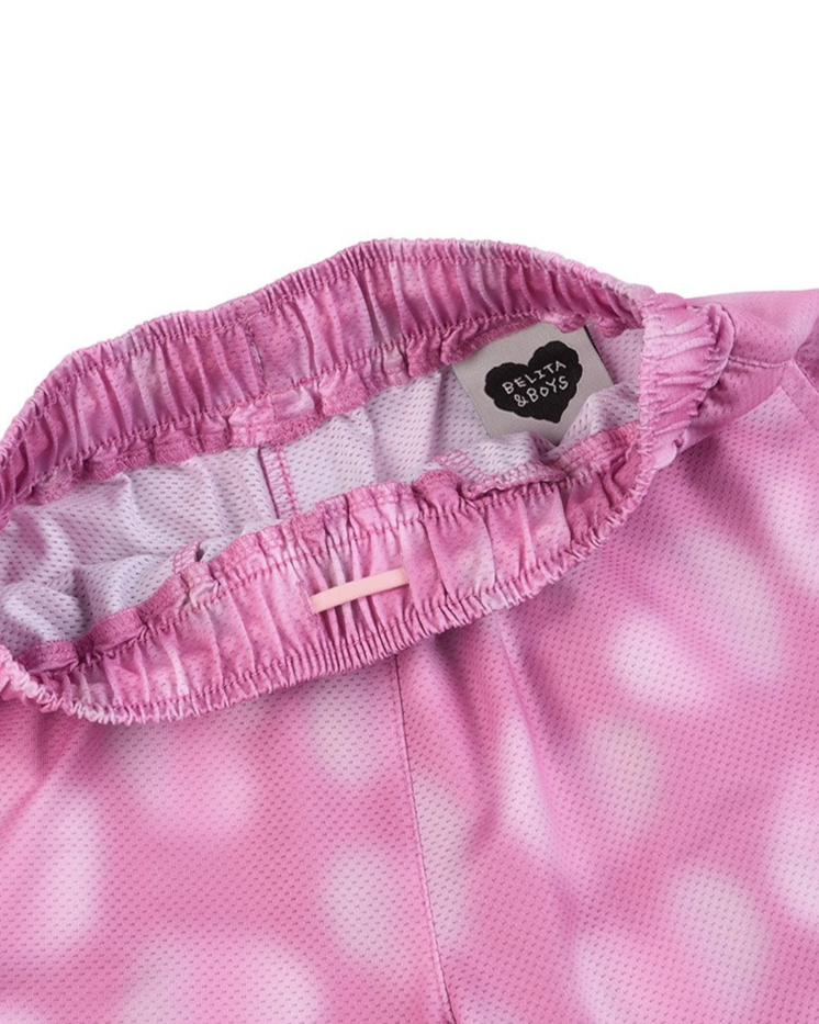 [GIRL SET] Pink Water Dye Heart Pattern Sleeveless Shorts