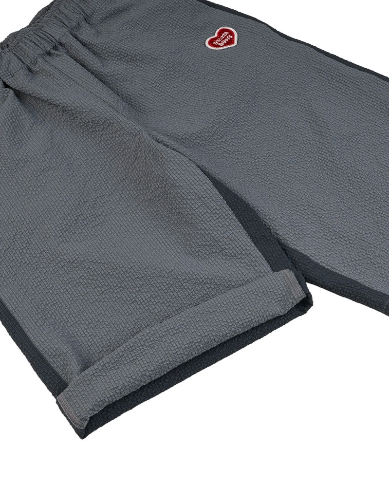 Grey BB Heart Color Block Polysucker Crop Pants