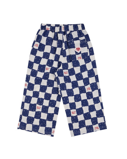 [SET] Blue Checkerboard Mesh Sleeveless Crop