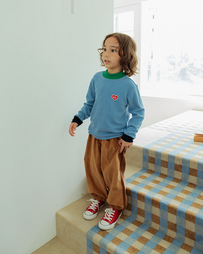 Light Blue Color Block Half Neck Knit