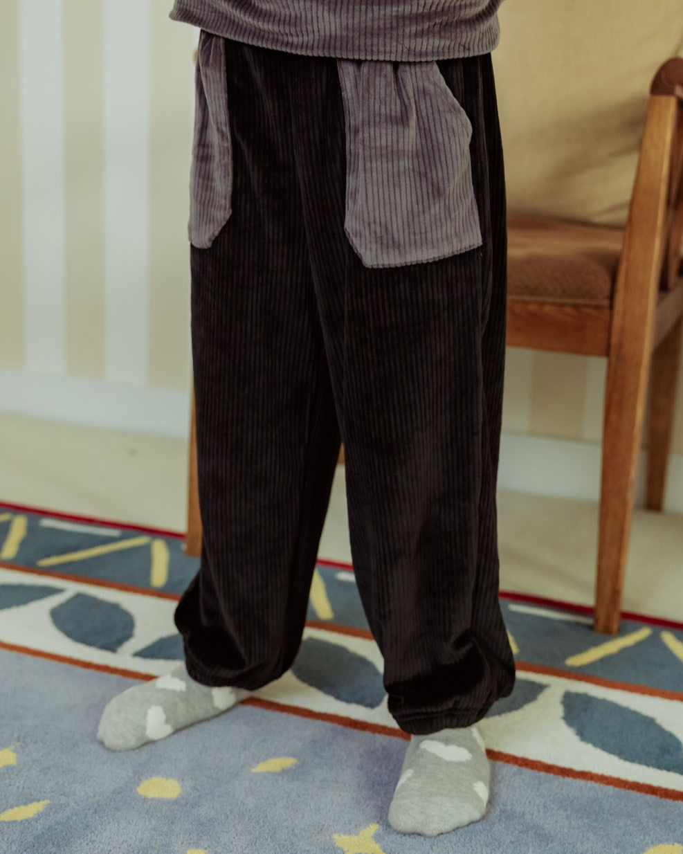 [SET] Black BB Heart Velour Half Neck Jogger