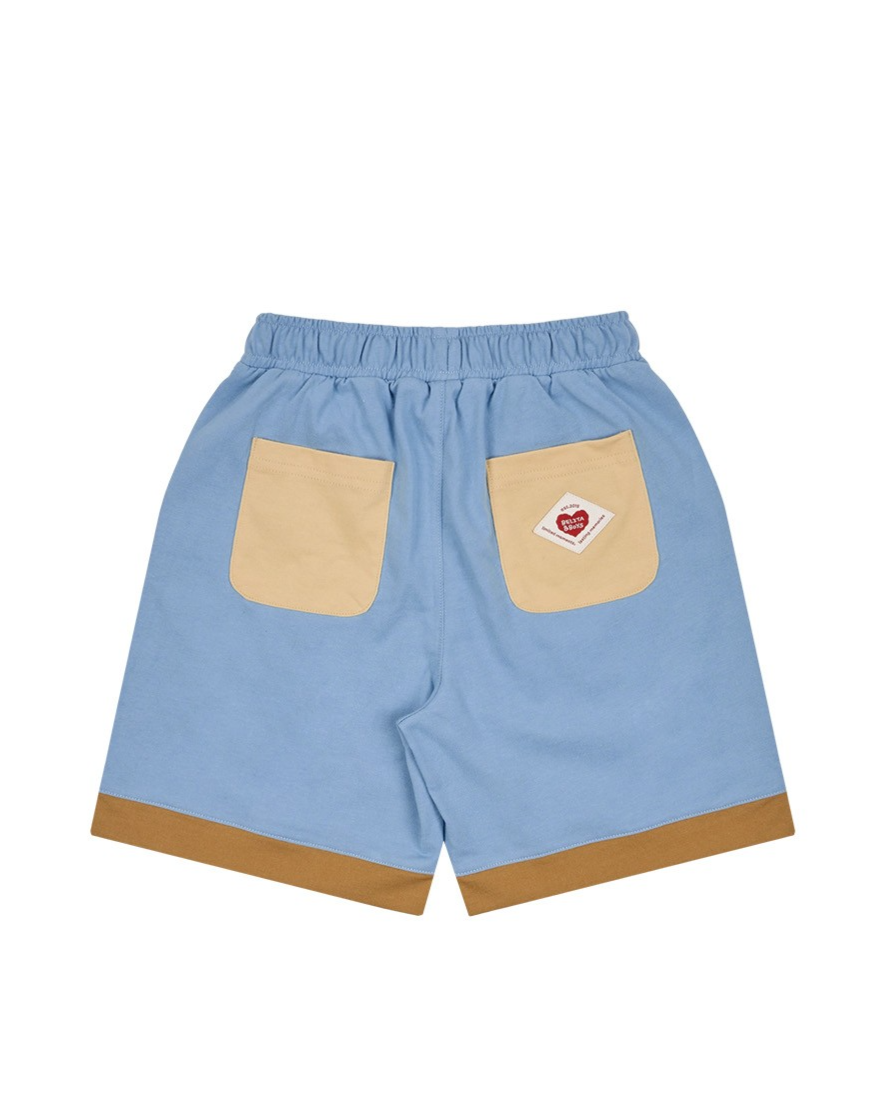 [SET] Beige Cowboy Color Block Shorts