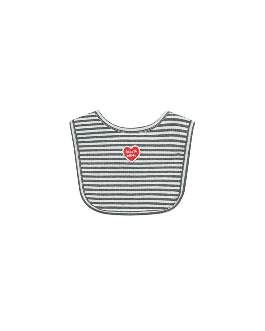 [BABY SET] Grey Stripe Rib Jumpsuit & Bib & Bonnet