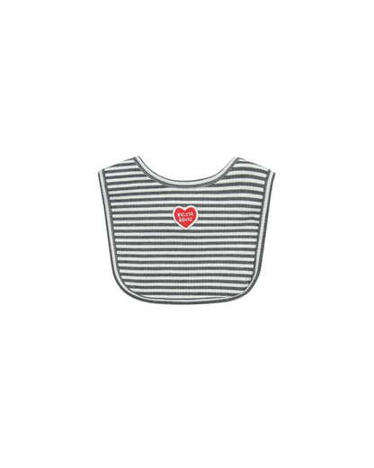 [BABY SET] Grey Stripe Rib Jumpsuit & Bib & Bonnet