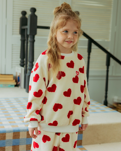 [SET] Red BB Heart Pattern Fleece Jogger