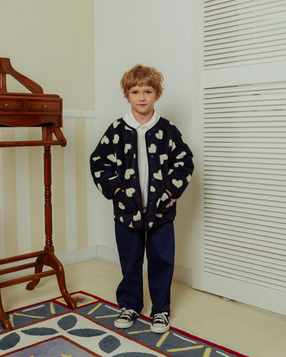 Navy BB Heart Pattern Reversible Jumper