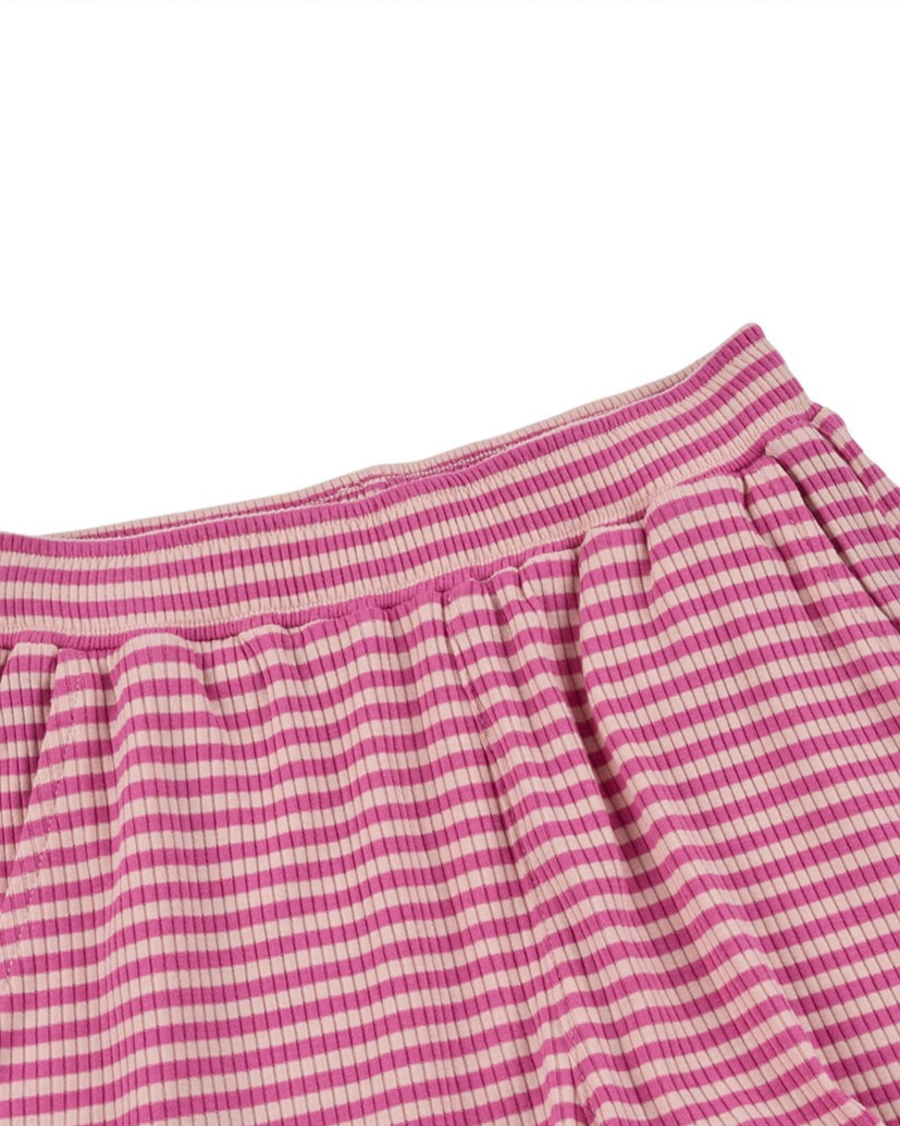 [SET] Pink BB Heart Stripe Sleeveless Shorts