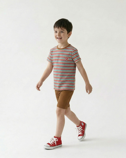 [SET] Brown Colorful Stripe Short One Mile