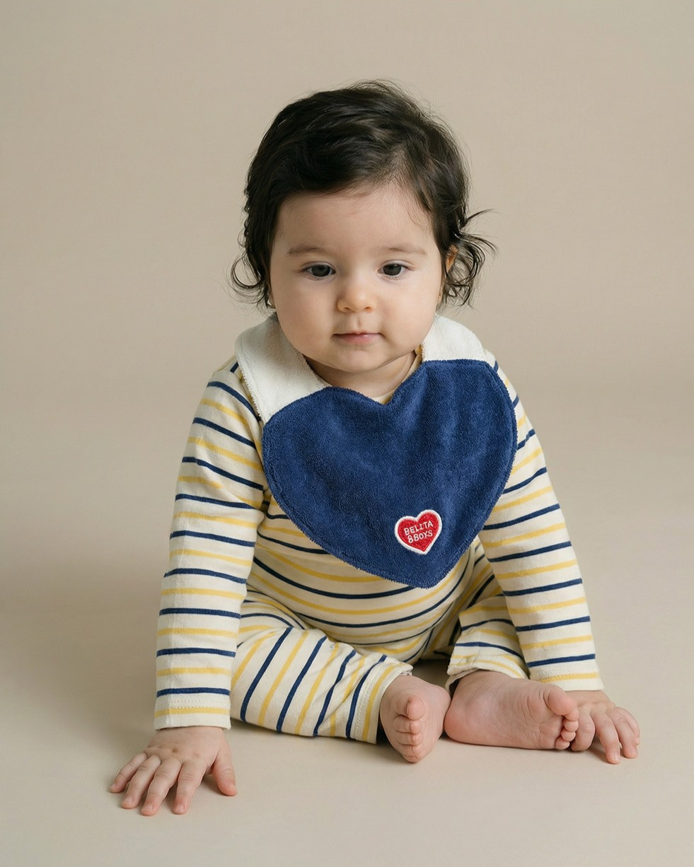 BABY Yellow BB Heart Multi Stripe Jumpsuit