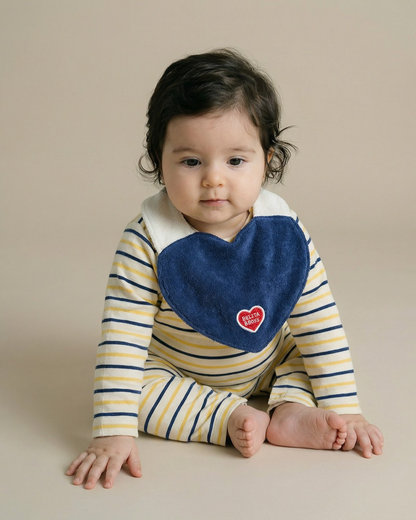 BABY Yellow BB Heart Multi Stripe Jumpsuit