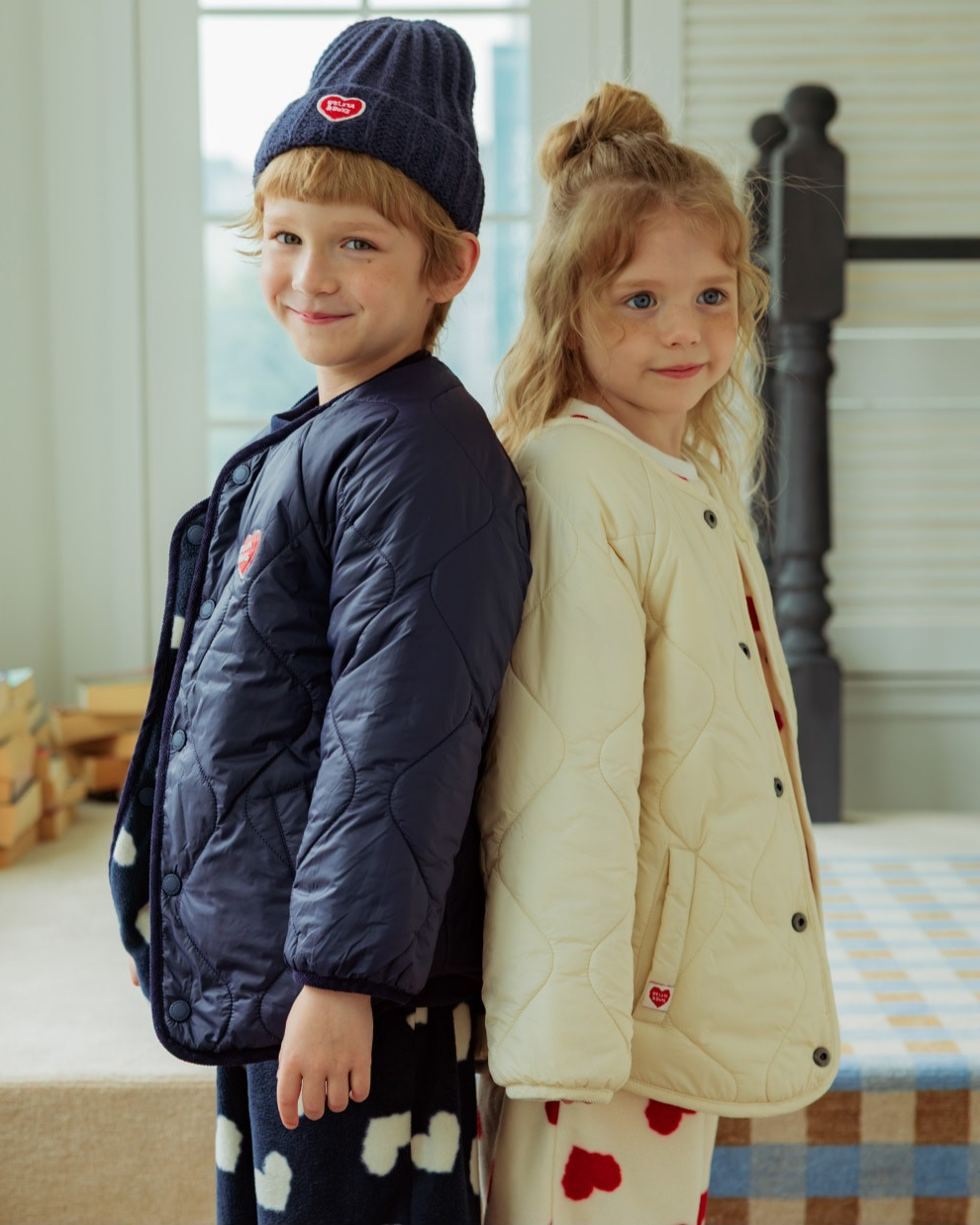 Navy BB Heart Short Beanie