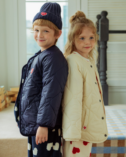 Navy BB Heart Short Beanie